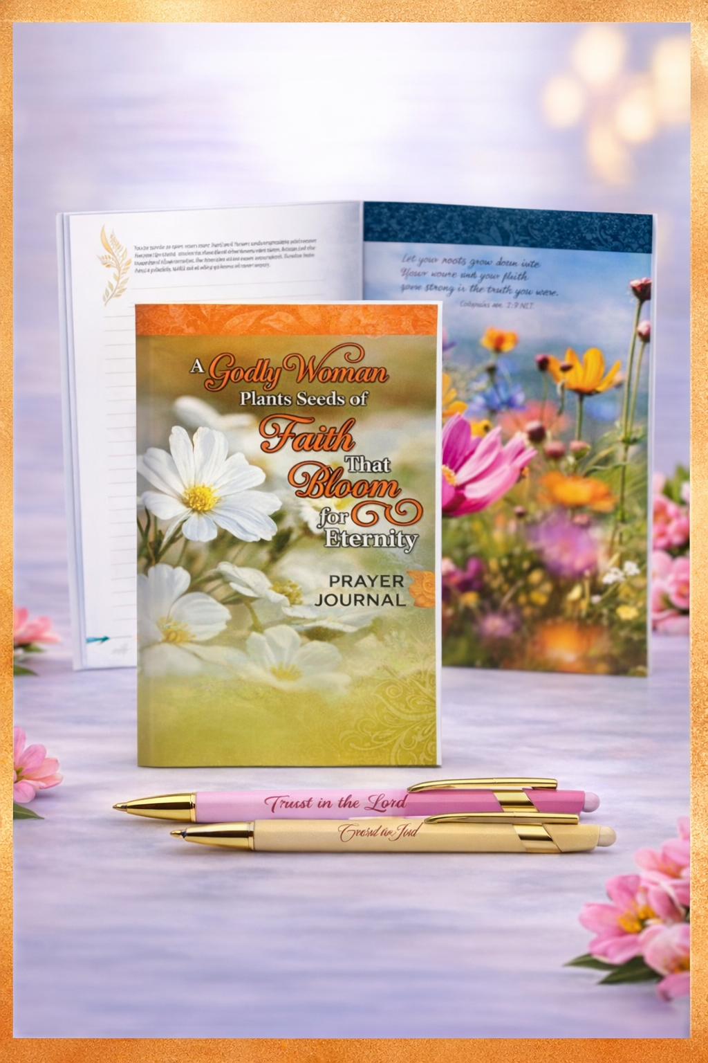 Christian prayer journal and stylus pen set for women with floral devotional notebook and faith message for mom