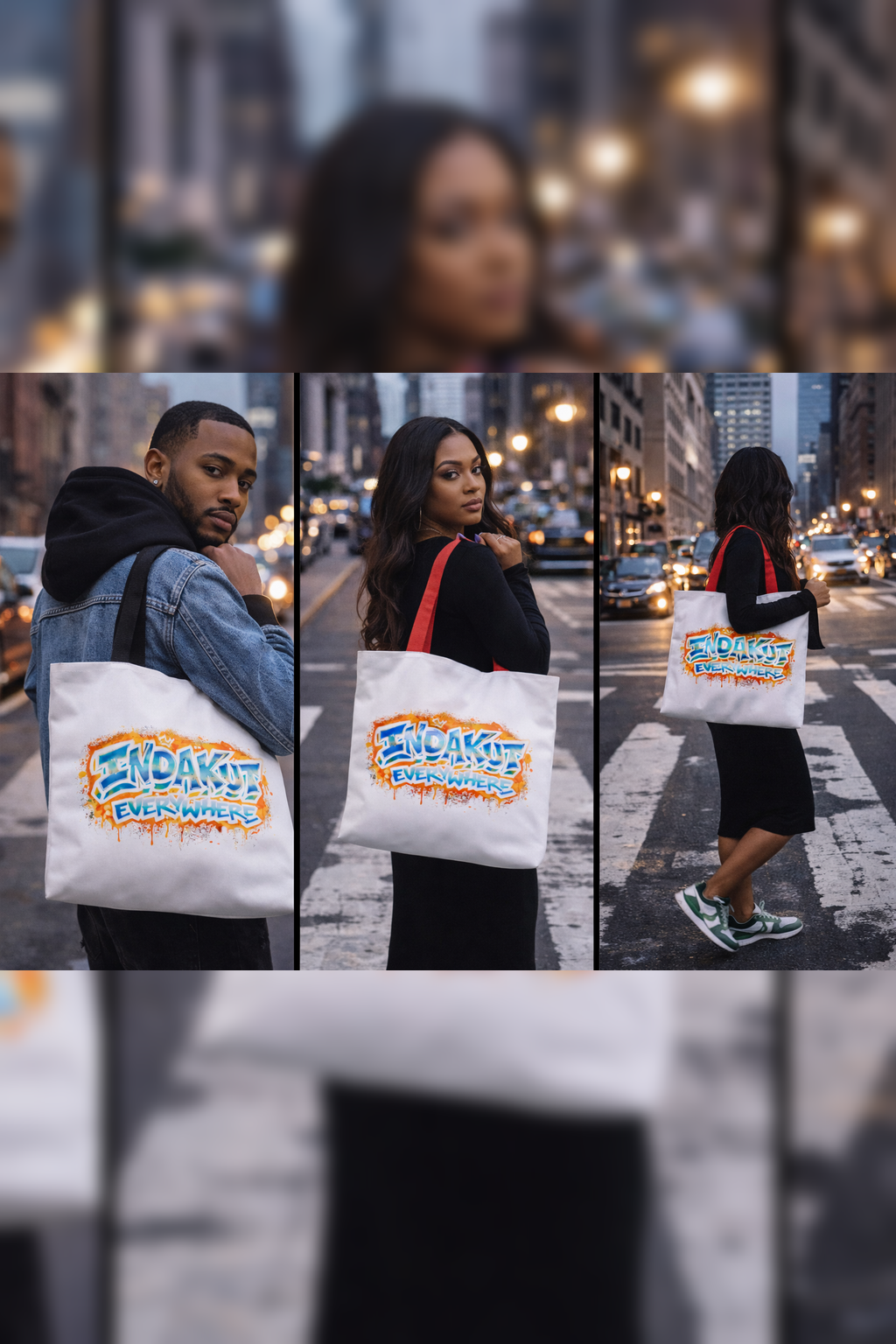 Indakut Everywhere graffiti tote bag for streetwear lifestyle and urban everyday carry