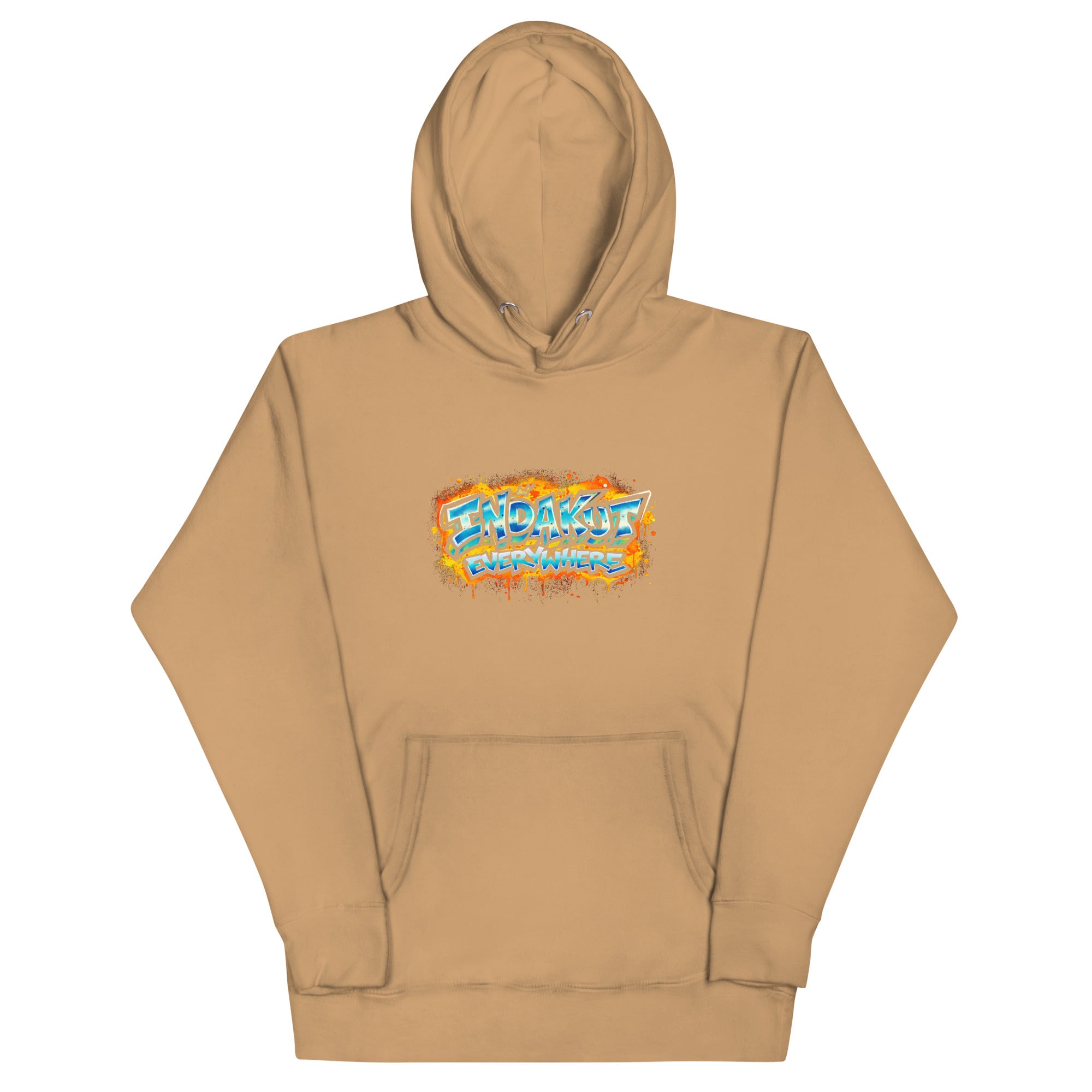 Indakut Everywhere signature hoodie in Khaki with graffiti logo for streetwear style
