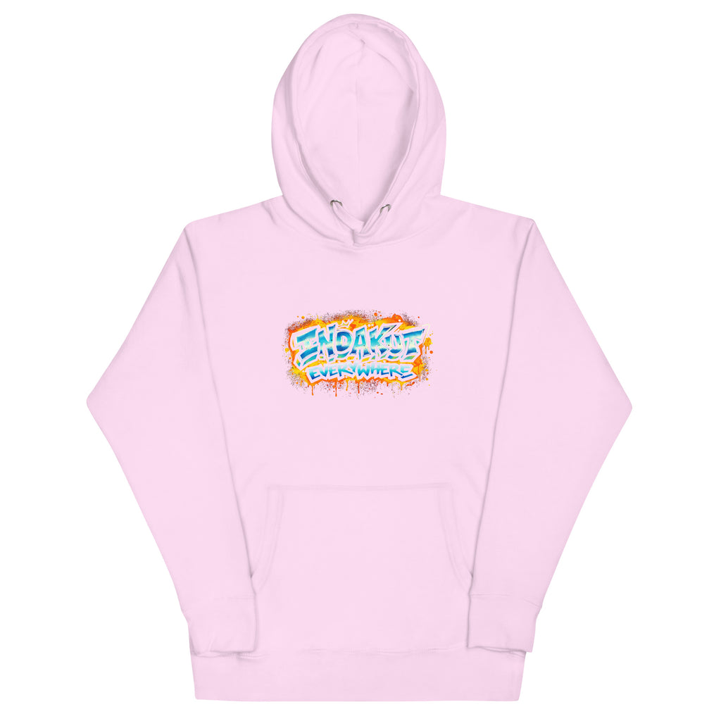 Indakut Everywhere signature hoodie in Lavender with graffiti logo for streetwear style