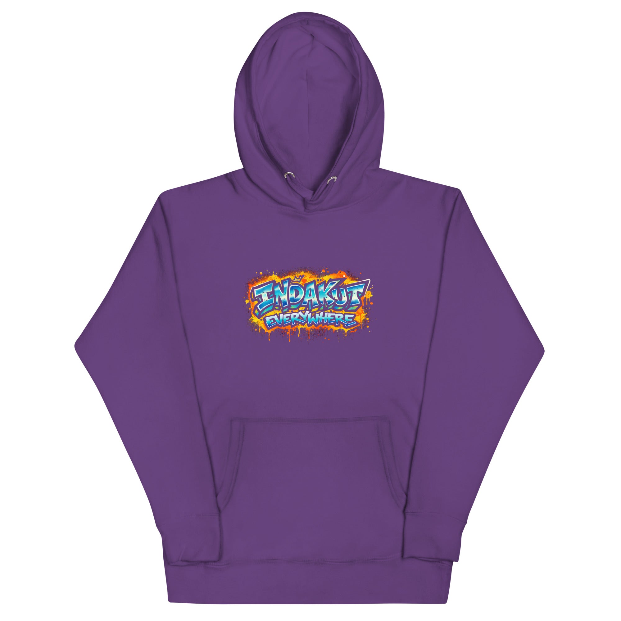 Indakut Everywhere signature hoodie in Purple with graffiti logo for streetwear style
