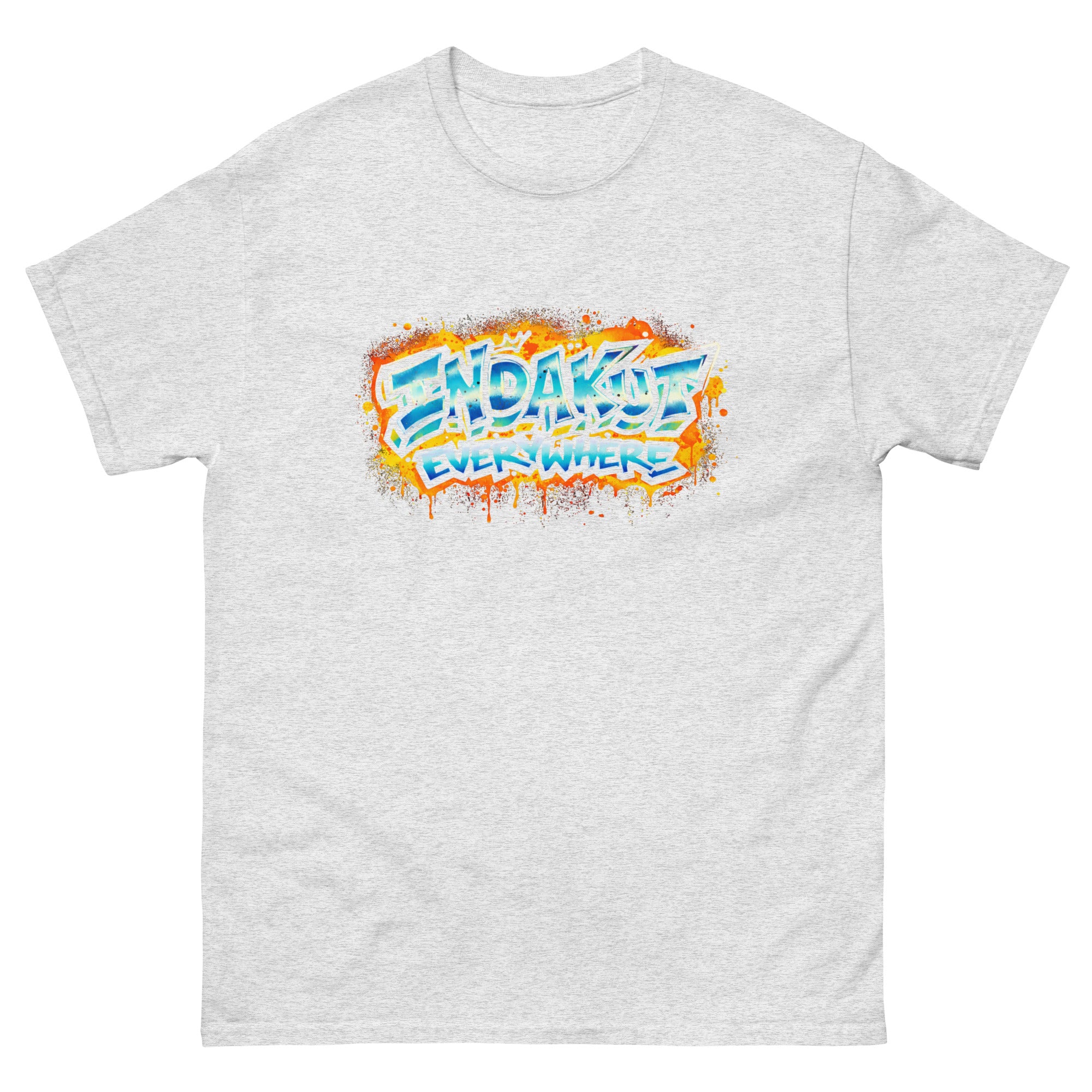 Indakut Everywhere classic t-shirt in Ash with graffiti logo design for streetwear apparel