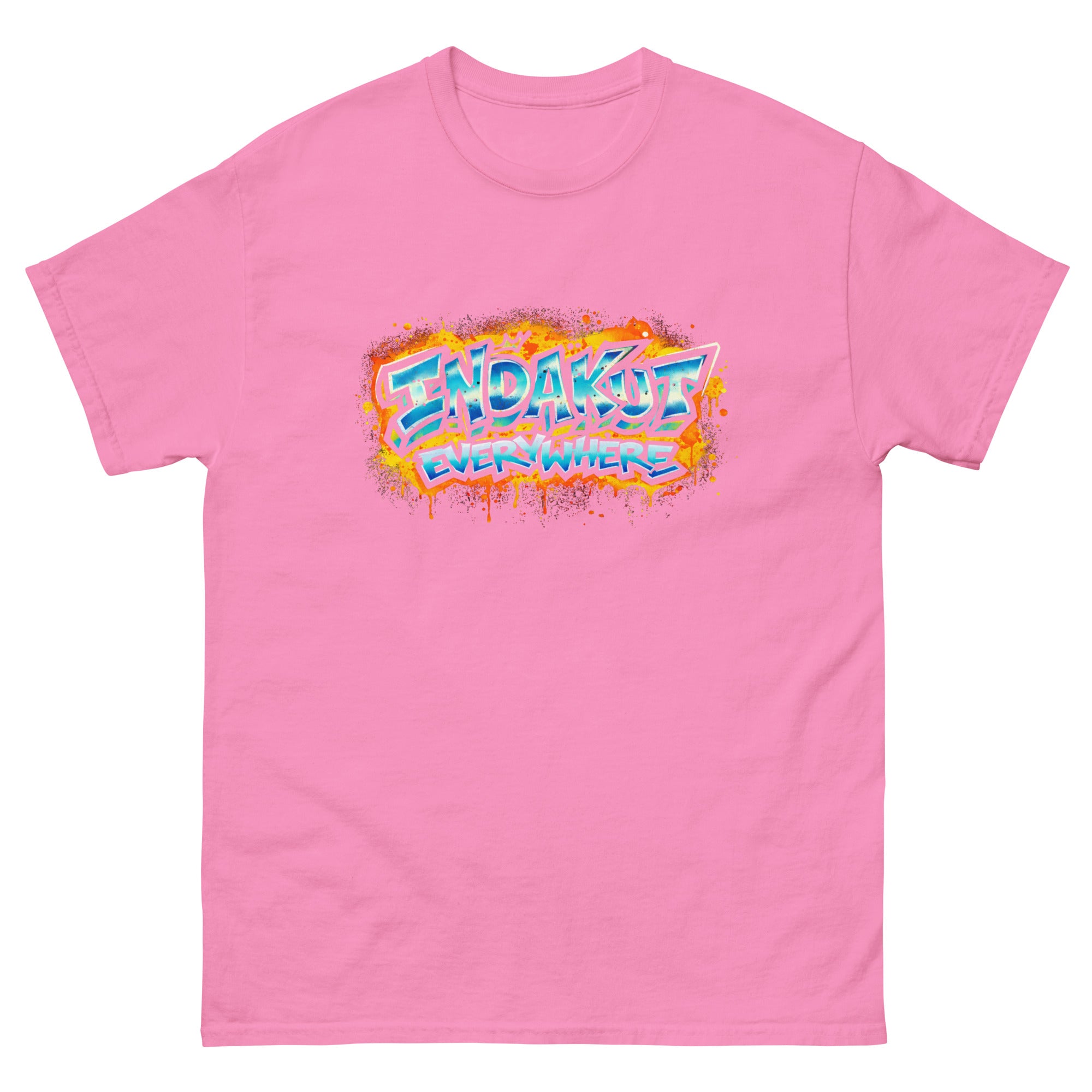 Indakut Everywhere classic t-shirt in Azalea with graffiti logo design for streetwear apparel