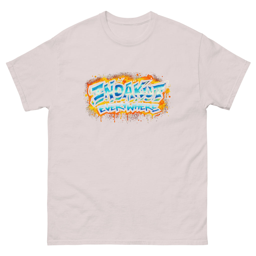 Indakut Everywhere classic t-shirt in Ice Grey with graffiti logo design for streetwear apparel