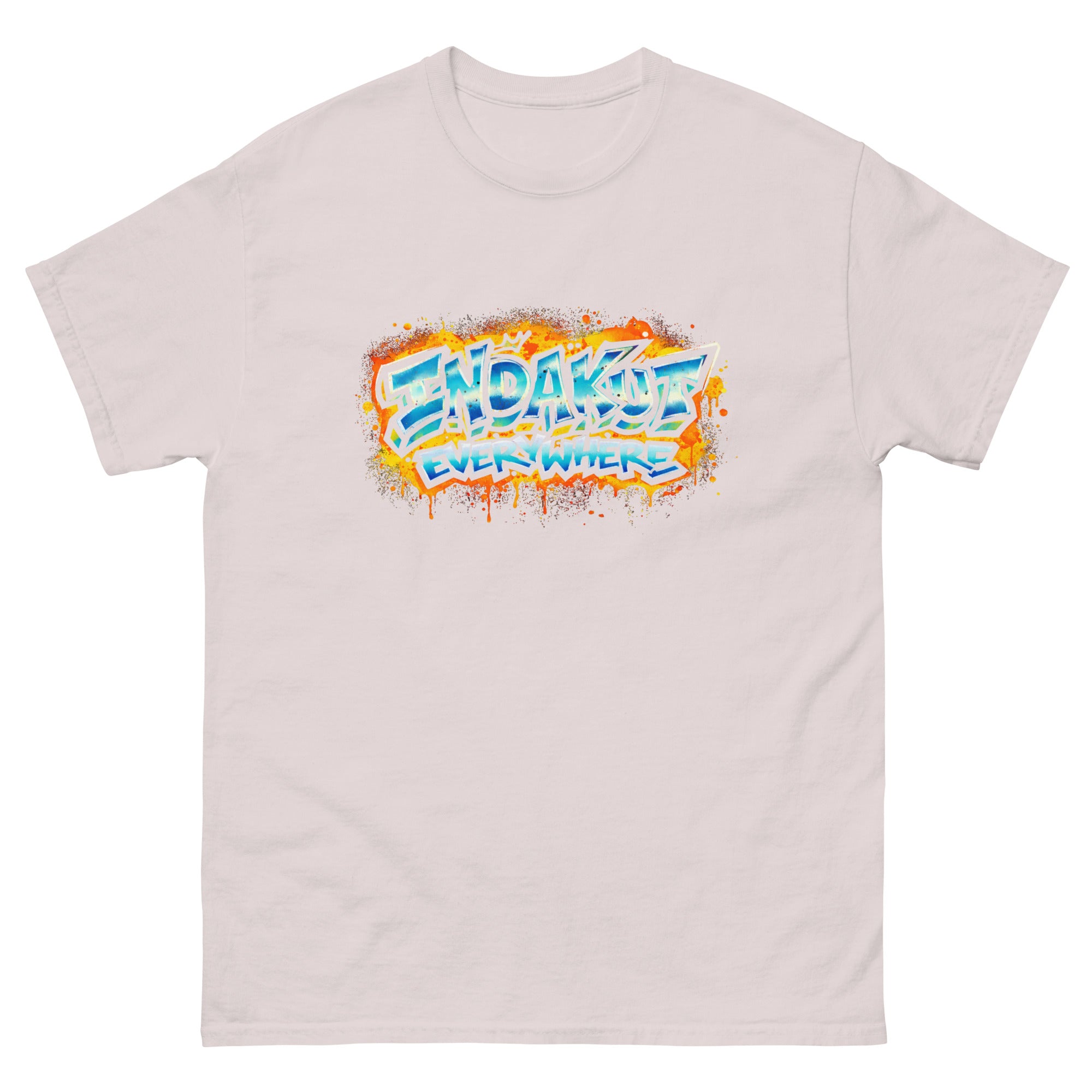Indakut Everywhere classic t-shirt in Ice Grey with graffiti logo design for streetwear apparel
