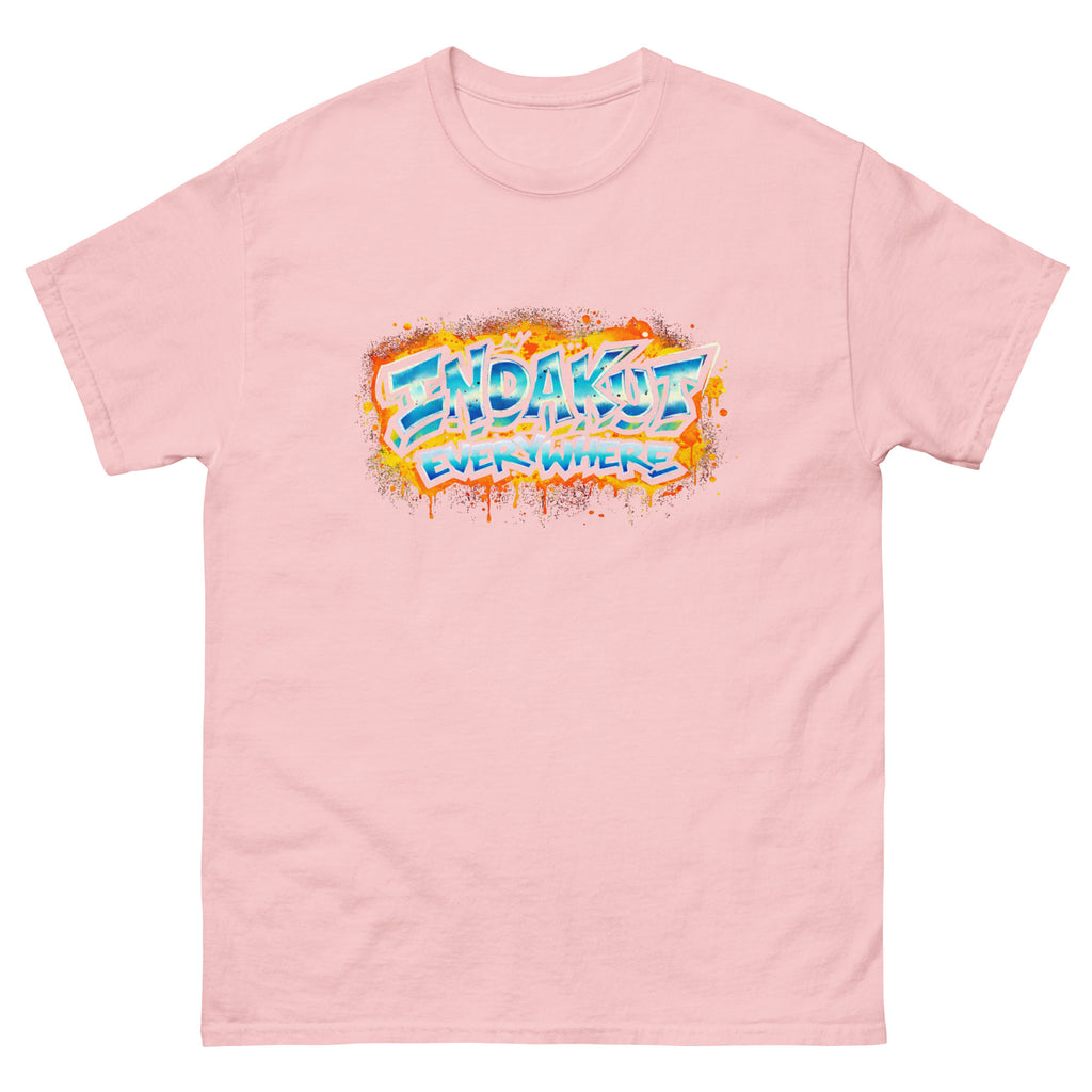 Indakut Everywhere classic t-shirt in Light Pink with graffiti logo design for streetwear apparel