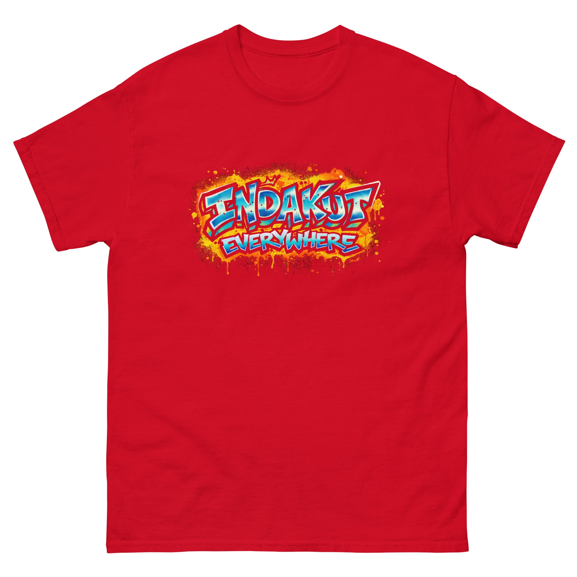 Indakut Everywhere classic t-shirt in Red with graffiti logo design for streetwear apparel