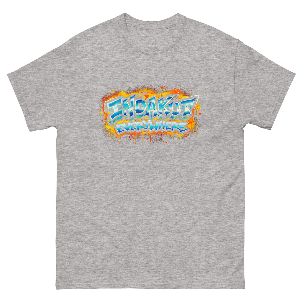 Indakut Everywhere classic t-shirt in Sport Grey with graffiti logo design for streetwear apparel