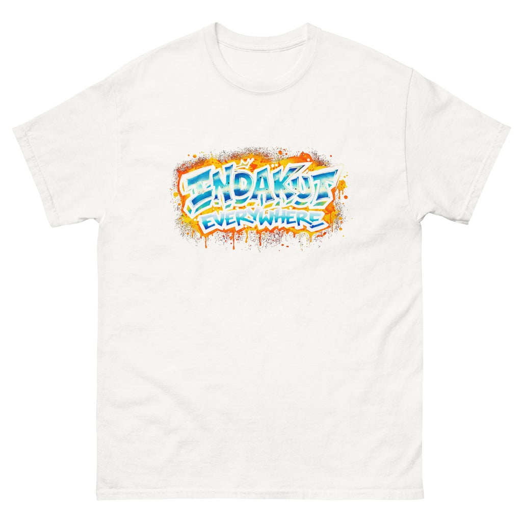 Indakut Everywhere classic t-shirt in White with graffiti logo design for streetwear apparel
